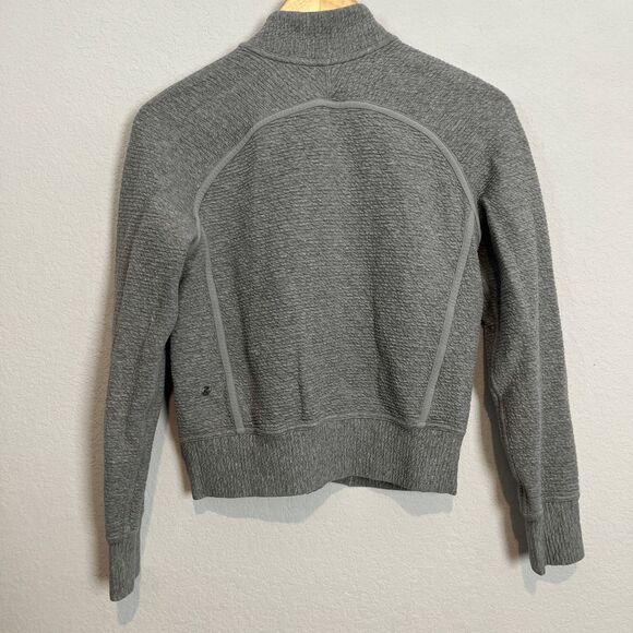 Lululemon On Heathered Core Light Grey Repeat Bomber Jacket Women's Size 4 - Picture 4 of 5